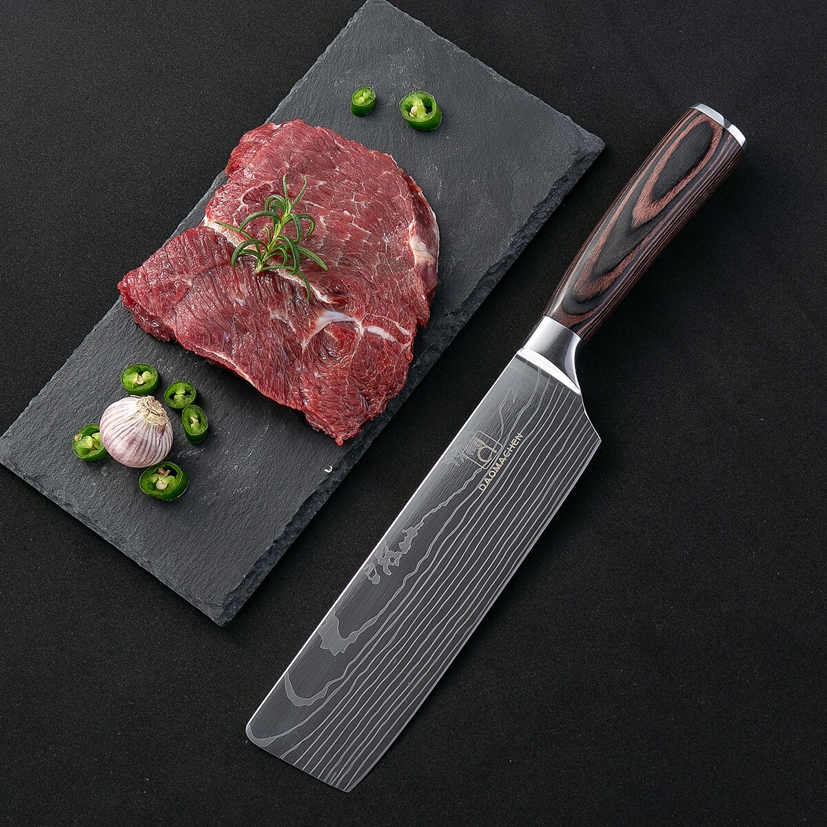 Køkkenknive damaskus årer rustfrit stål 3 stk farve træskaft skæreværktøj santoku udskæring kok kokkekniv