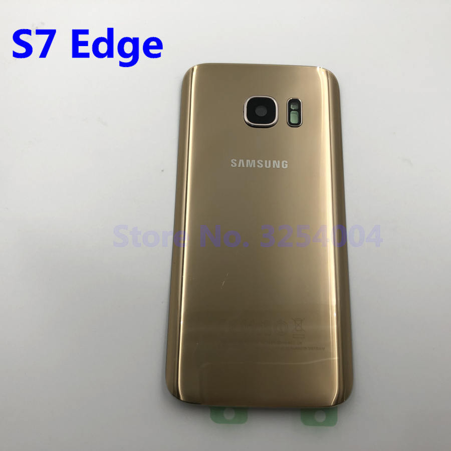 Para Samsung Galaxy S7 Edge G935 S7 G930 batería cubierta trasera carcasa de repuesto piezas de reparación + Marco de lente de cristal de la cámara del oído: S7 Edge  Gold