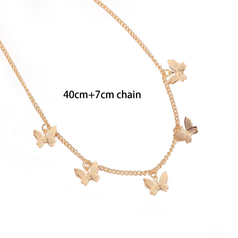 Shining CZ Cute Butterfly Pendant Charm Clavicle Choker Butterfly Necklace for Jewelry Women Girl: Gold color