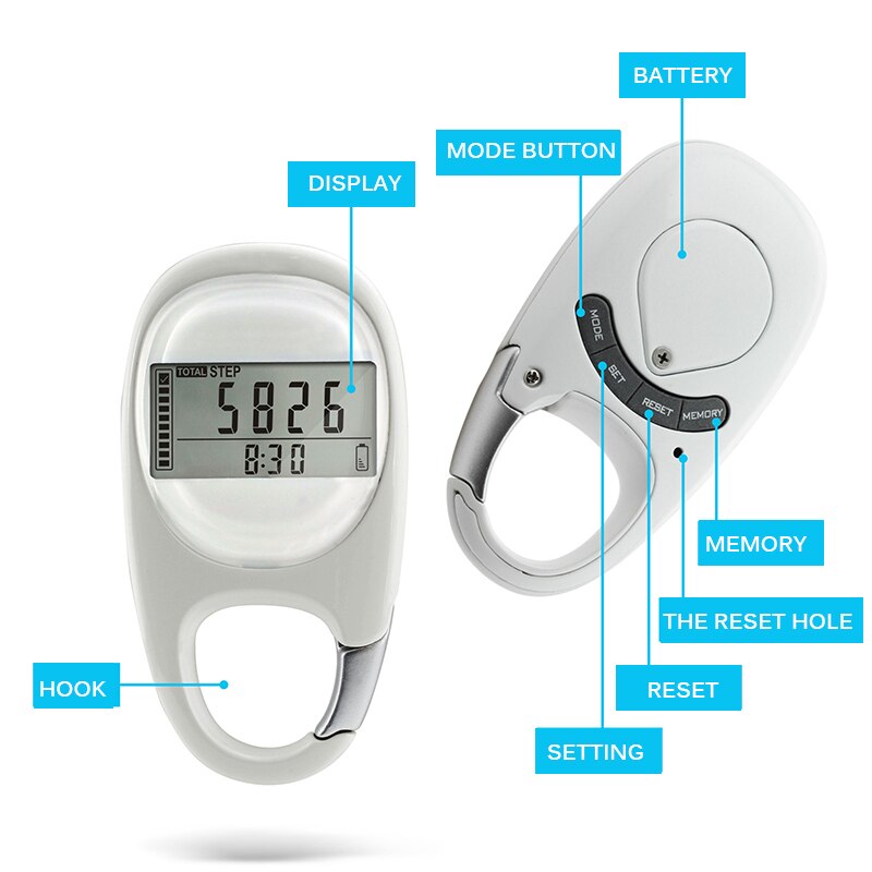 Portable Walking Distance Exercise Pedometer Fitness Activity Step Counter Sports For Step Fitness Camping Hiking