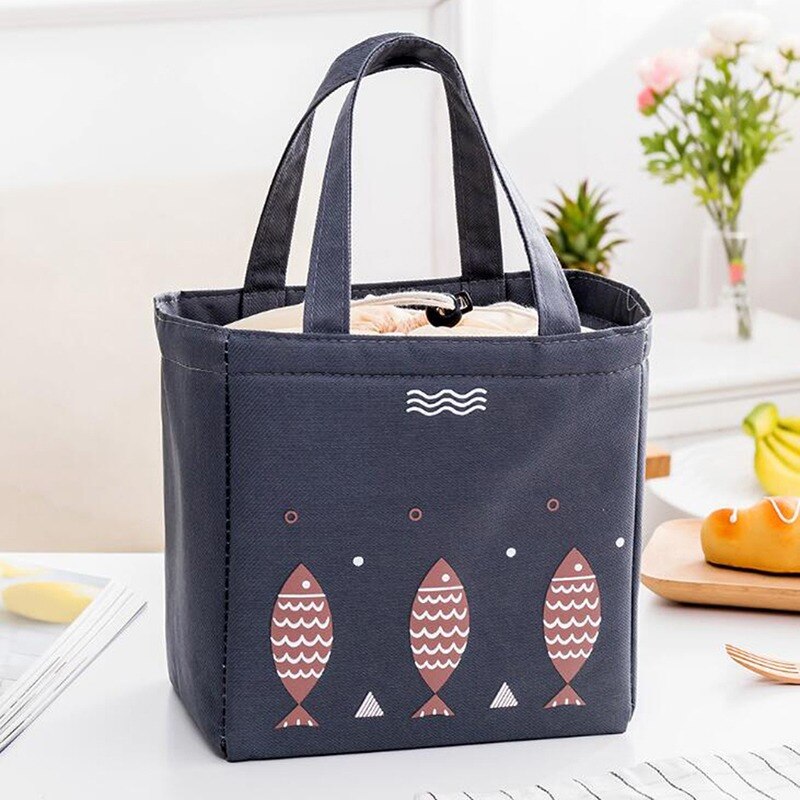 Lunch Bag Kid Women Men Thermal Insulation Waterproof Portable Picnic Insulated Food Storage Box Tote Lunch Bag: 03 Deep Gray