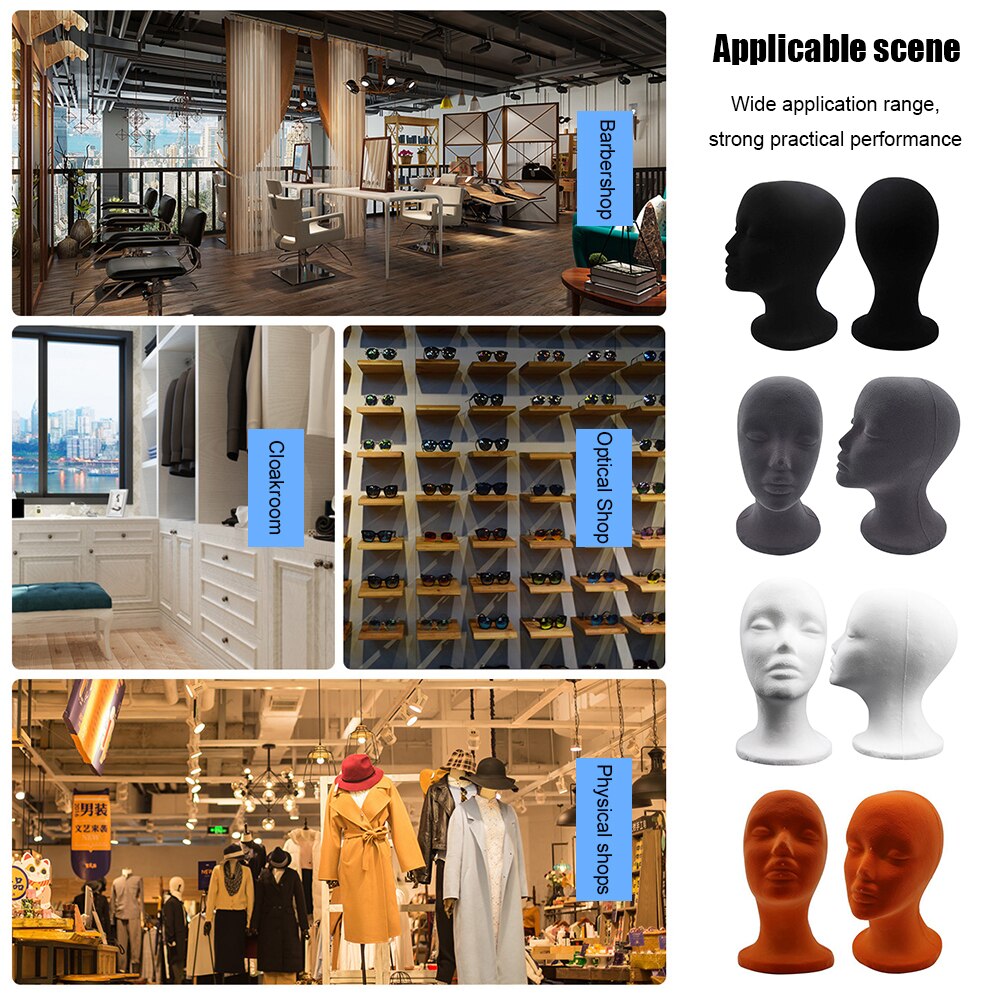 Foam Female Mannequin Head Model Wigs Glasses Display Holder Stand Photograph Prop Multi-purpose Barber Shop Mannequins Head