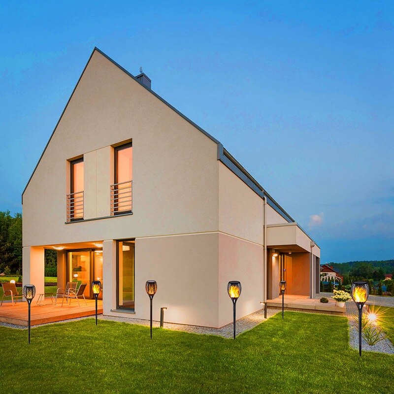 Solar Torch Lights With Flickering Flames IP65 Waterproof Outdoor Dancing Flame Torches For Garden Patio Fence Pathways