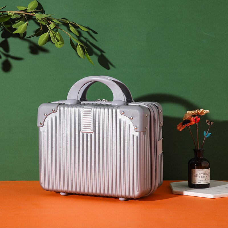 2022 neue Atmosphärischen machen-hoch Mini Lagerung Tasche unisex Handtasche Tragbare Damen Reisetasche Koffer Kosmetik Tasche Handtasche Sack EIN Haupt: Silber- grau-1