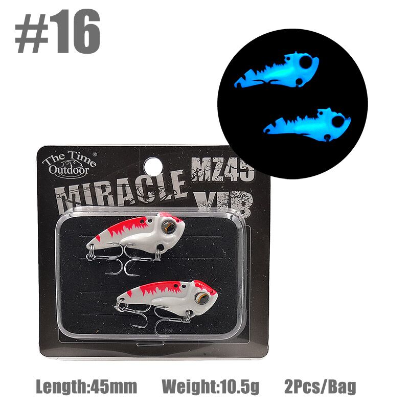 2 pièces/boîte le temps métal Vib MZ45 naufrage Vib lame leurre pêche artificielle Wobbler Vibration appâts pour brochet bar truite poisson: Color 16