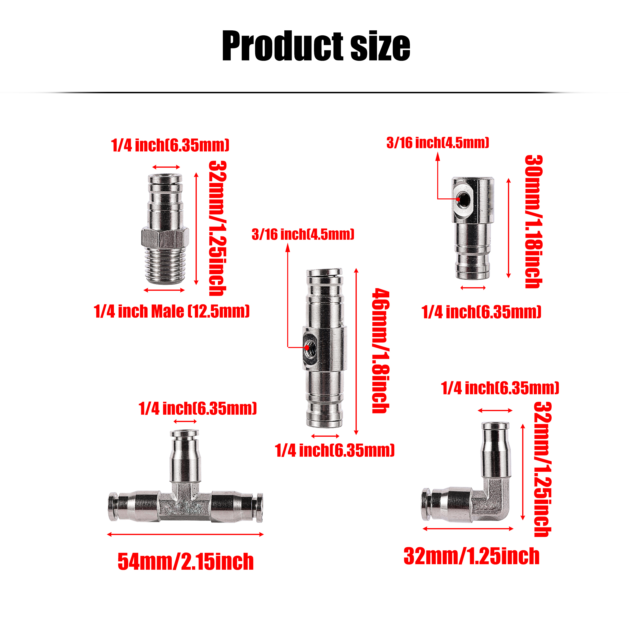 1/4 "Pijp Slip Lock Connector Vernikkeld Koper Snelkoppeling Hoge Druk Verneveling Irrigatie Od 6.35Mm Buis Mondstuk fitting