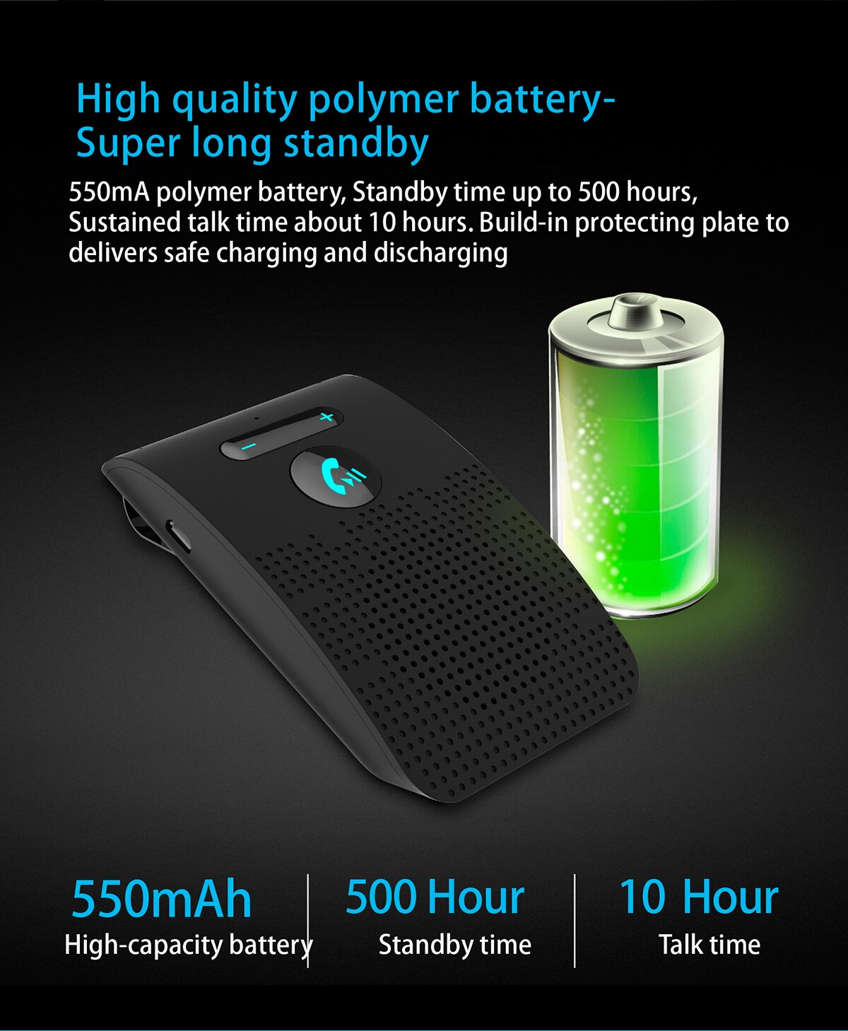 Bluetooth Audio Receiver Car Kit bluetooth 5.0 handsfree sun visor wireless Speaker phone multi-point call manos libres coche