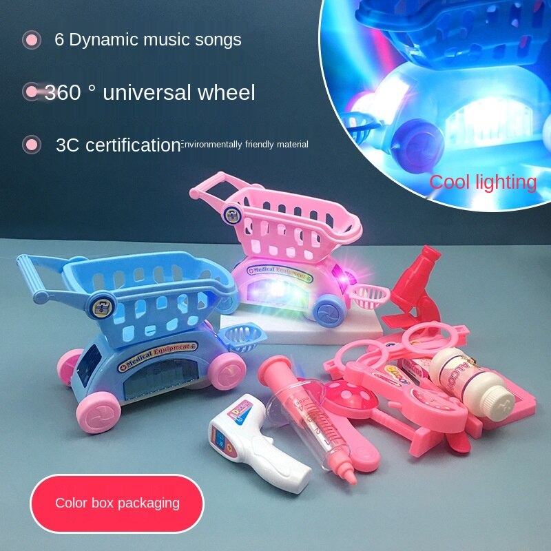 Kinderen Elektrische Speelgoed Muziek Winkelwagentje Met Licht Universele Wiel Creatieve Baby Speelhuis Speelgoed Winkelwagentje