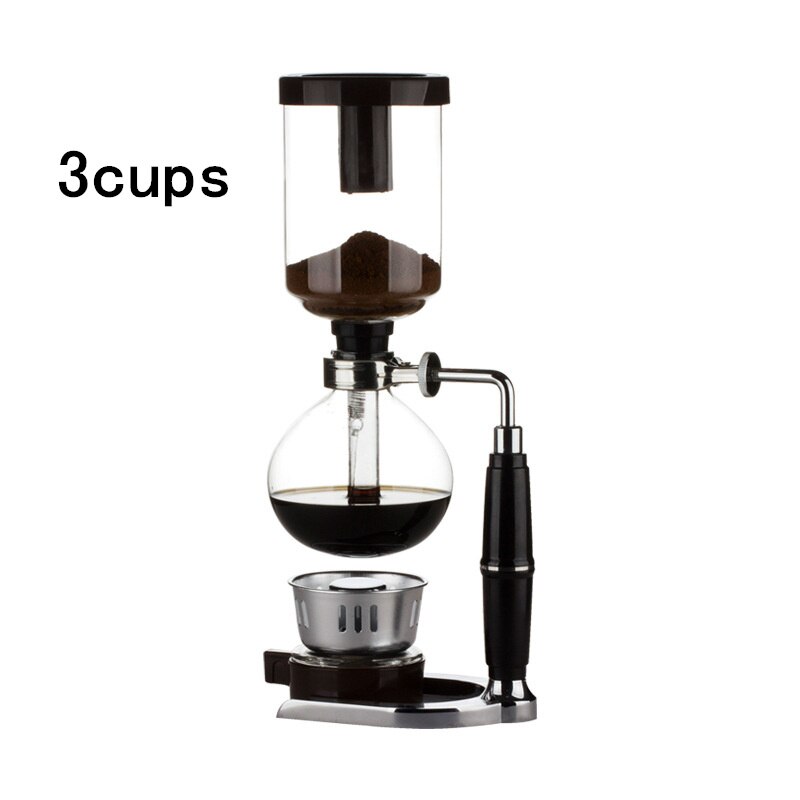 Novo Estilo de Casa Sifão cafeteira Sifão Chá tipo de filtro da máquina de café de vidro pote de vácuo cafeteira 3cup: 3cups black