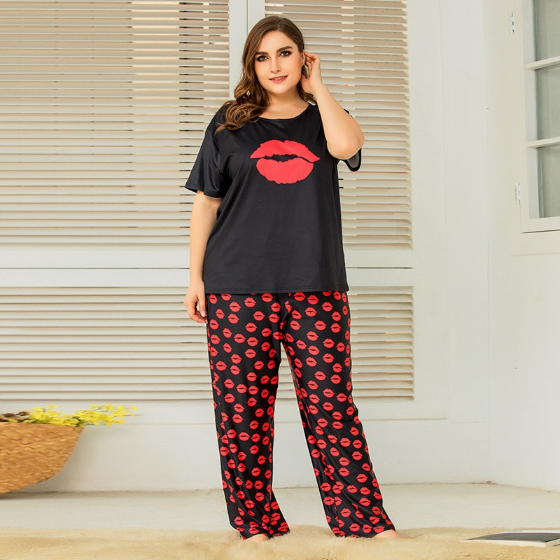 Hc275 store størrelser kvinder sommerhus løst komfortabelt  xl 2xl 3xl 4xl kvindelige pyjamas nattøj nattøj et sæt natkjole