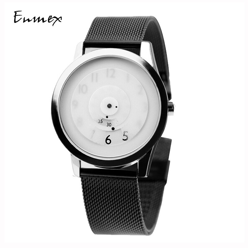 Enmex hit colour band wristwatch focal point special Hidden numbers men casual quartz watch: D4