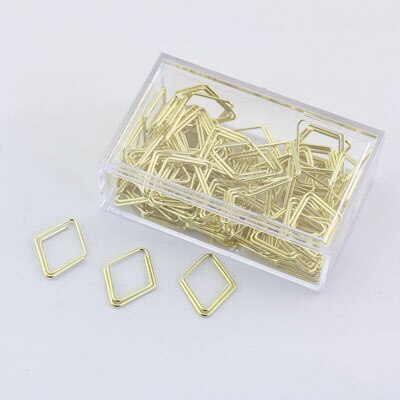 10 stk / pakke kort stil geometrisk formet metal papirclips guld bogmærke papirvarer skole kontorforsyning escolar papelaria  h0093: 1