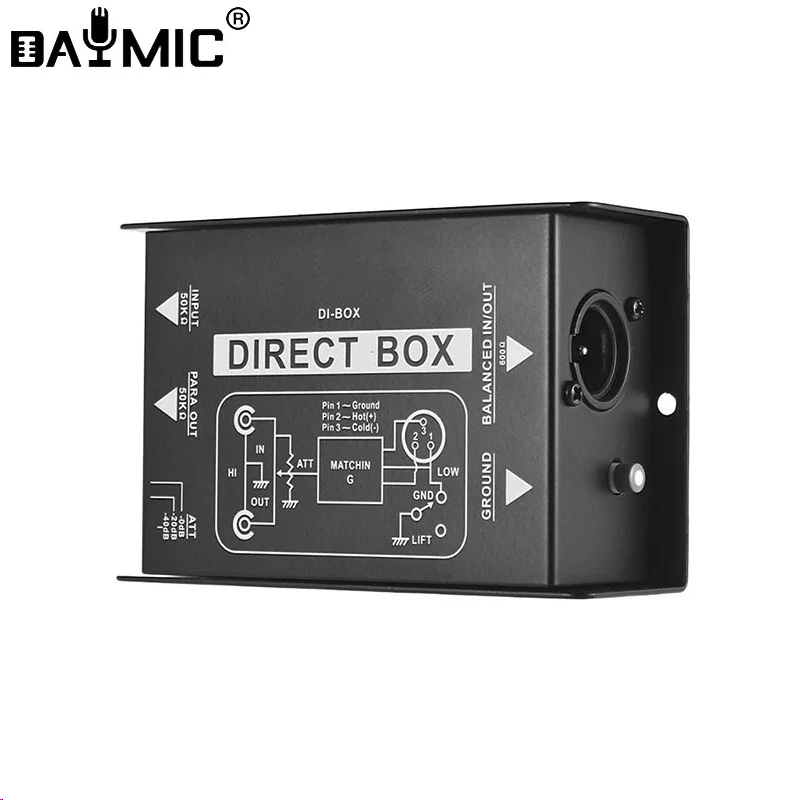 DI 2 2 canales Audio DI Box caja directa pasiva bajo de ruido guitarra DI 2 canales convertidor de Audio: Blanco