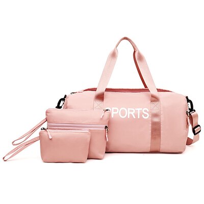 Kvinner sport gym bag sett menn vanntett fitness trening bag bærbar lett vekt reise bagasje bag sett sac de sport 6 farger: Rosa