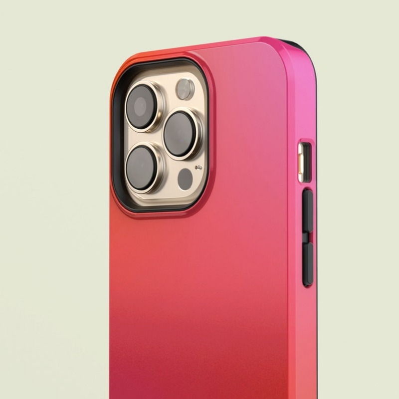 Funda con estampado degradado naranja y rosa para IPHONE 16ProMax 15 14 13 12 11 PRO Plus, fundas de teléfono magnéticas dos en uno de TPU acrílico