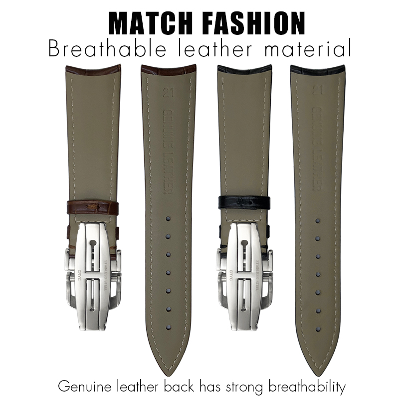 19mm 20mm 21mm 22mm Rindslederarmband mit gebogenem Ende für Jaeger LeCoultre Meister Kontrolle Weiches Echtleder-Uhrenarmband