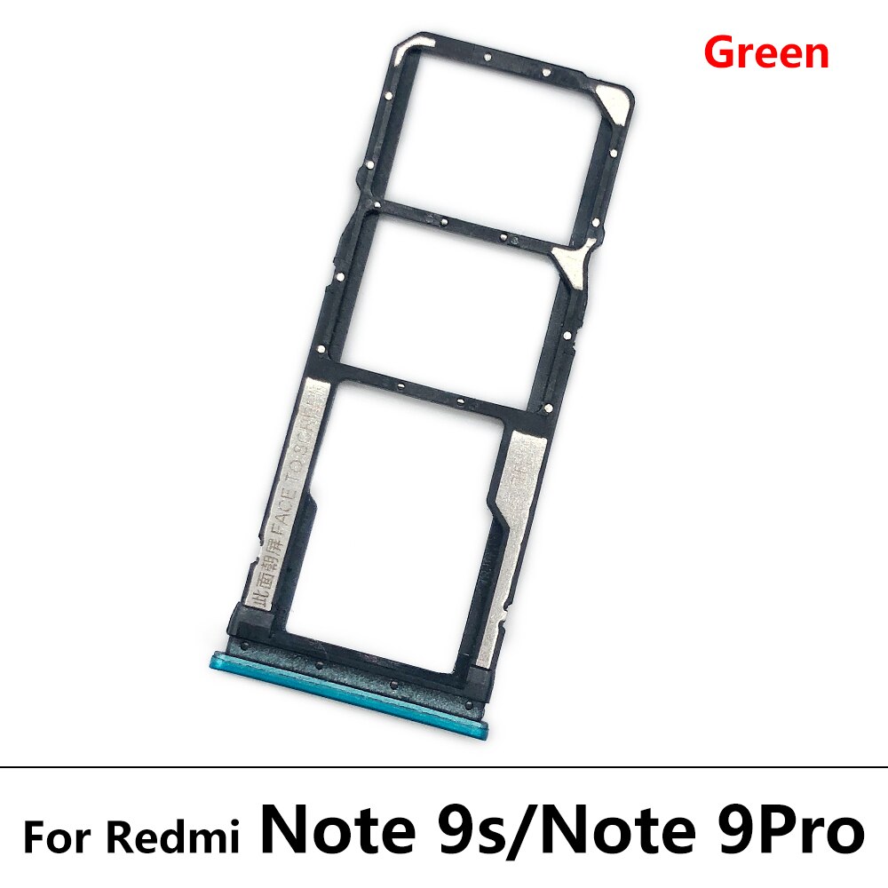 Nueva bandeja Sim para Xiaomi Redmi Nota 9 soporte para tarjeta Sim bandeja de recambio de soporte de ranura partes para Xiaomi Redmi Nota 9 S Nota 9 Pro: Note 9s Green