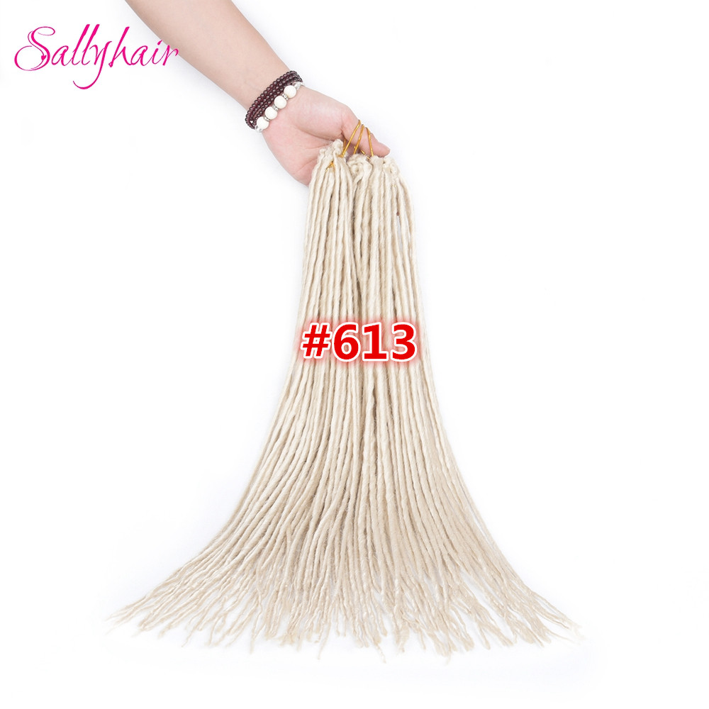 Sallyhair-extensiones de pelo largo para hombre y mujer, trenzas de ganchillo sintéticas, blancas y negras, 20 pulgadas, 12 hebras, hechas a mano