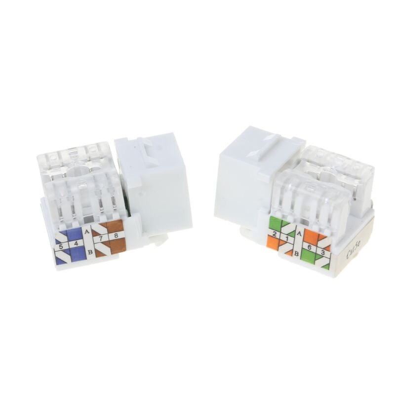 2Pcs CAT5e Network Module Information Socket RJ45 Ethernet Cables Module Plug Network Connector Adapter Cat5e Gold Plated Keysto