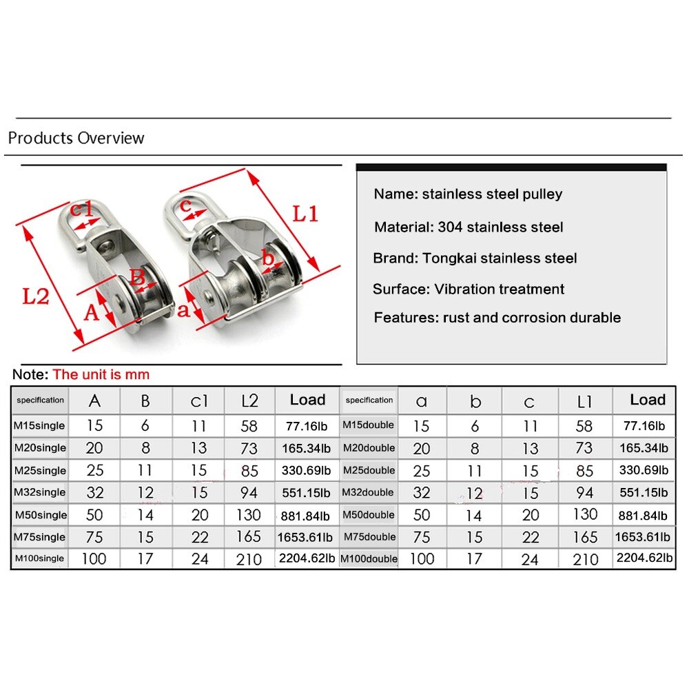 Wheel Swivel Pulley Block Heavy Duty Steel Single Wheel Swivel Lifting Rope Pulley For Wire Rope M15/M20/M25/M32/M50