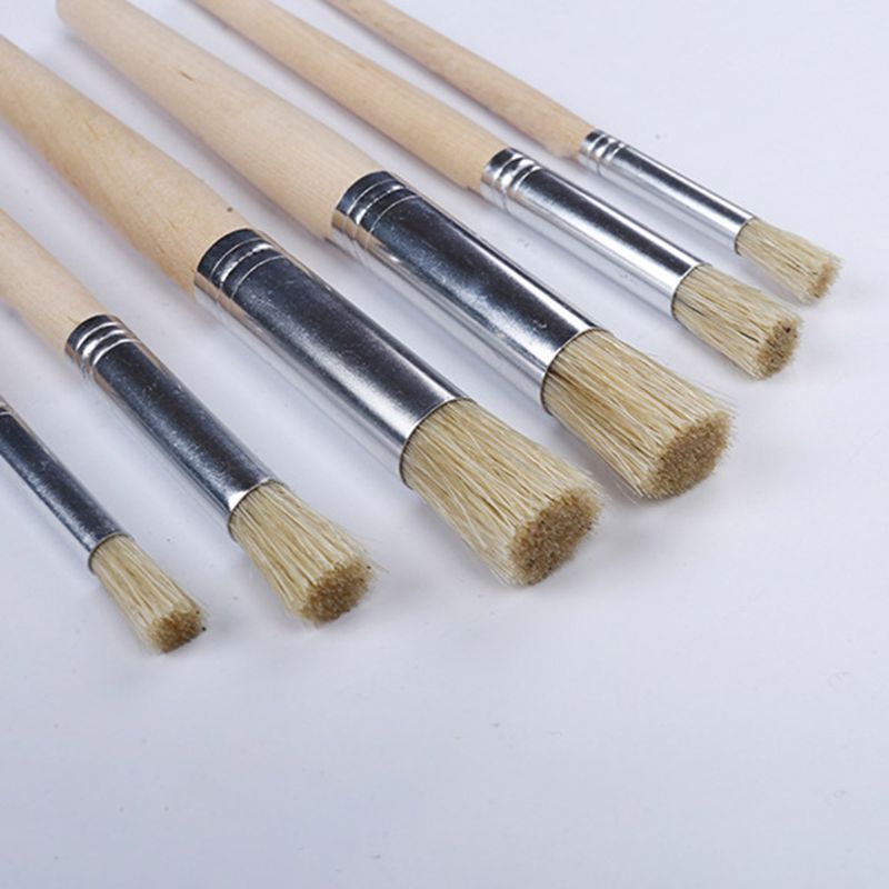 6 pièces/ensemble aquarelle peinture pochoir brosse taille différente manche en bois enfants étudiant Art fournitures
