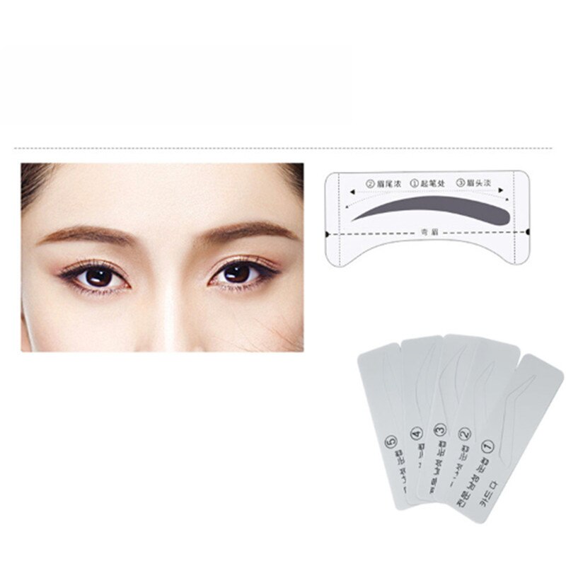 5 Styles Template Eyebrow Drawing Card Brow Make-Up Grooming Stencil Card Eyebrow Stencils