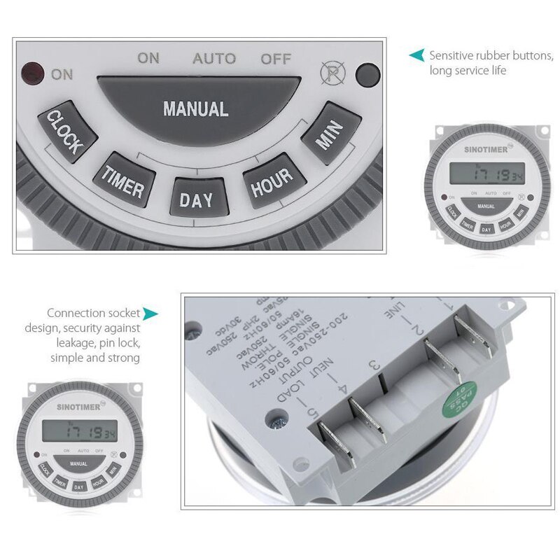 Digital lcd 110v 220v 10a 16a 30a programmerbar timer växlar 16 repetitionsprogram 7 dagar timme minut kontroll timer