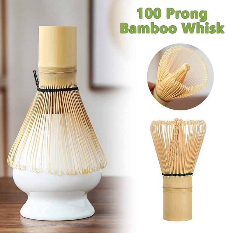 Japanese Matcha Tea Set, Matcha Ceremony Accessory - Matcha Whisk, Ceramic Bowl And Whisk Holder, Traditional Scoop