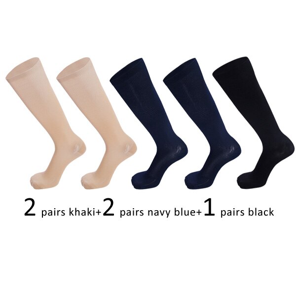 5 Pairs 20-30 Mmhg Graduated Compression Sport Socks Firm Pressure Circulation Orthopedic Support Stockings Hose Long Socks: Coffee / men