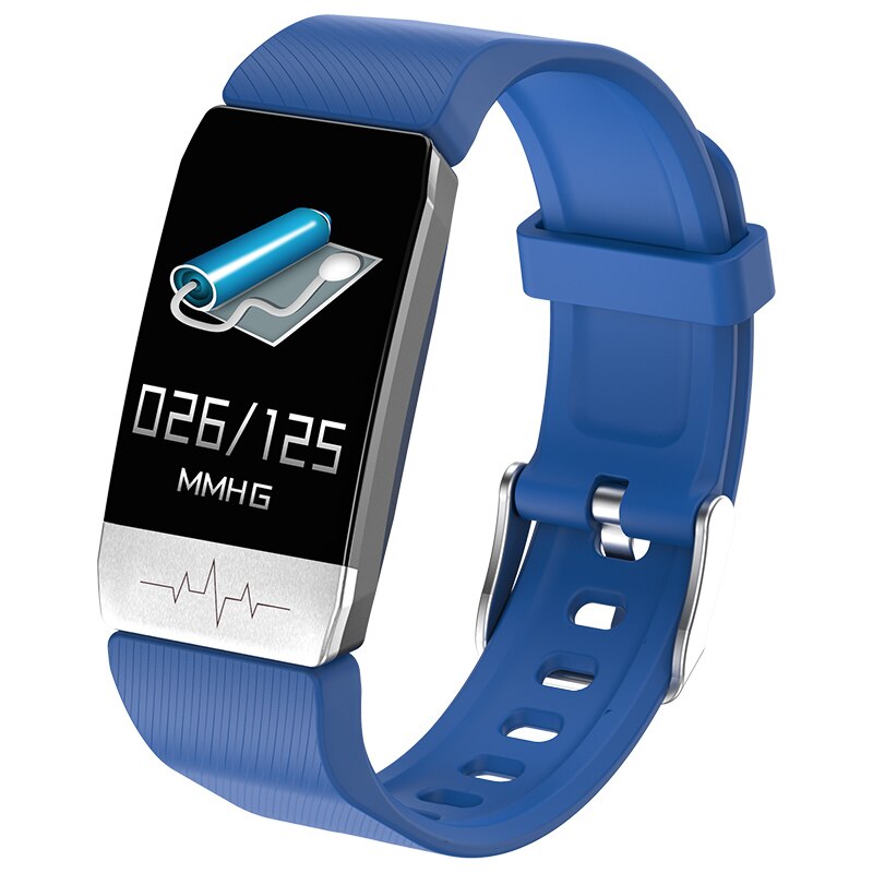 Tongyda smart band  t1s med kropstemperatur ecg + ppg fitness tracker blodtryk bluetooth smart armbåndsur til telefon: Blå