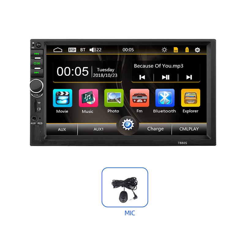 JMANCE Autoradio 2 Din Car Radio 7" Touch Screen Dash MP5 Bluetooth USB Car Digital Multimedia Player Rear View Camera: Orange