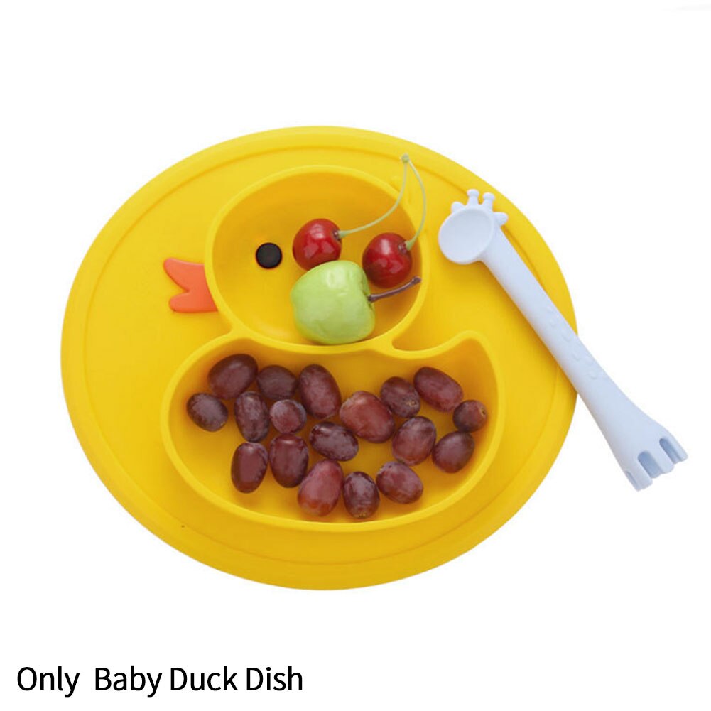 Plato de pato antideslizante duradero para bebé, fácil de limpiar Mantel Individual, tazón de alimentación, plato de silicona, comida, frutas, viaje en casa, fuerte succión