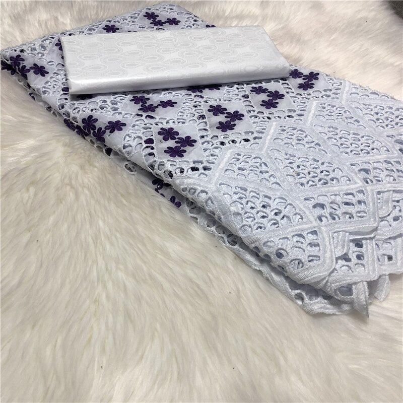 Bazin africain, tissu en brocart Riche, 5yards/lot de mélanges brodés, coton et dentelle de suisse, tissu en dentelle Damask Shadda guinée brocart: 2