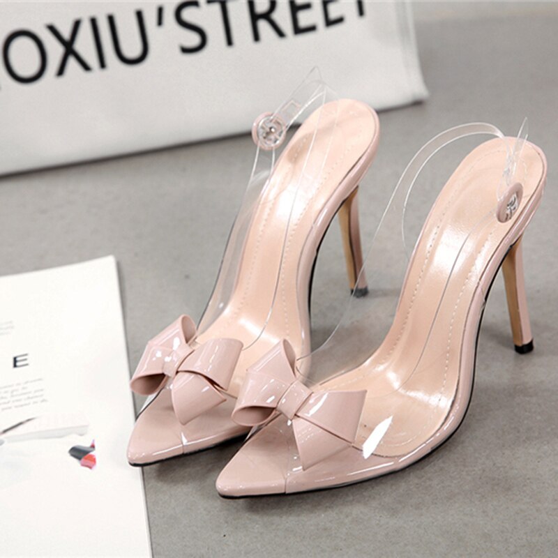 Sommer Sandaler Kvinder Lyserød Gennemsigtige Sommerfugleknuder Slingback Sandaler: Abrikos / 9
