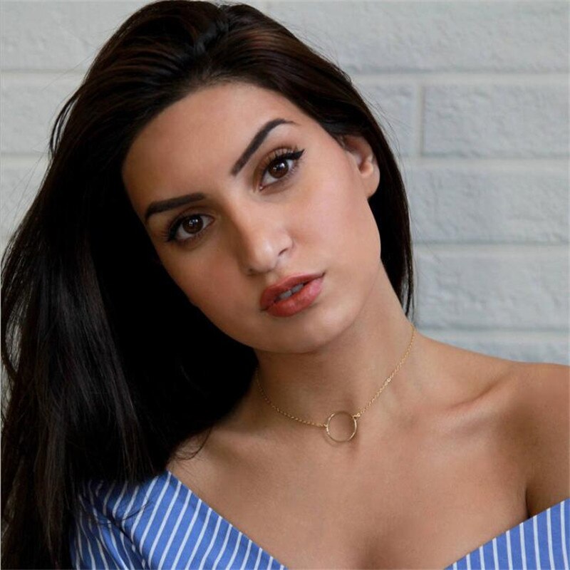 Simple Gold Color Circle Round Choker Neecklace For Women Girls Punk Geometric Tiny Chain Necklace Jewelry Friend Party