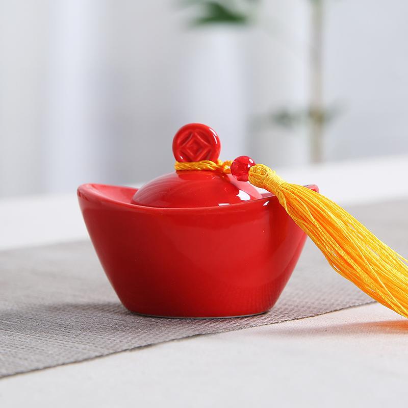 Stevige theedoos schoenvormige goudstaaf theepot droge fruitpot porseleinen doos voor thuis keukendecoratie voedseltank: Rood