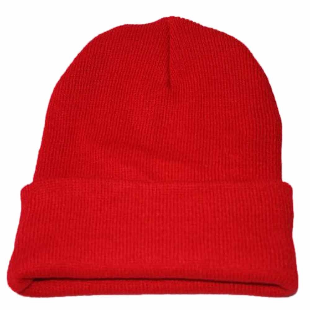 Berretto lavorato a maglia Unisex Slouchy berretto Hip Hop cappello da sci caldo gronda Hairball cappello lavorato a maglia protezione dell'orecchio caldo cappello di lana berretto alla moda Cap50: Rosso