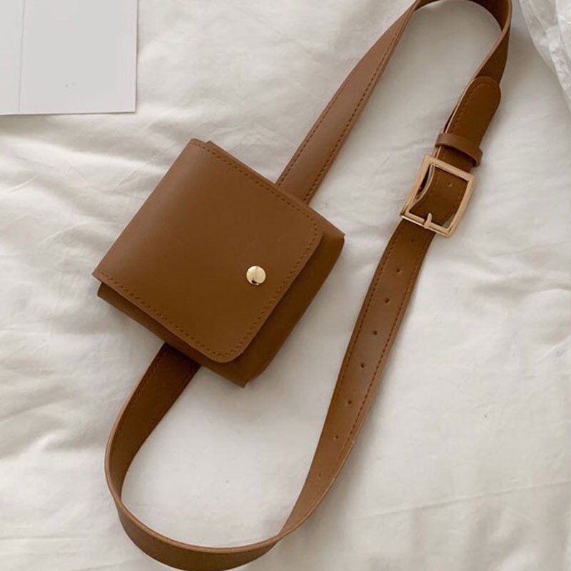 PU Chest Bag Fanny Pack Women Shoulder Waist Belt Bag Solid Color Casual Belt Crossbody Pocket Phone Murse Purse