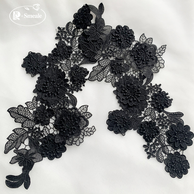 Melk Zijde Borduurwerk Meerlagig 3D Bloemen Kant Spiegel Applique, Decoratief Naaien Accessoires, Trouwjurken, RS2899
