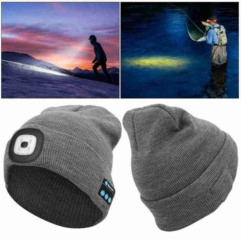 Bonnet tricoté avec lumière, écouteurs lumineux, Bluetooth, lumière Led, pour l&#39;extérieur, alpinisme, mains libres, musique