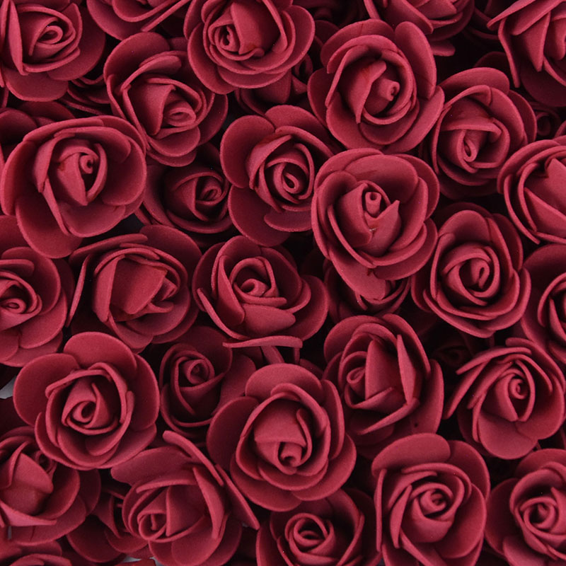 100/300Pcs 3cm Foam Rose Artificial Flowers Head Teddy Bear Roses Handmade DIY Decoration Wedding Valentines Day Home Decor: XS / Dark Khaki