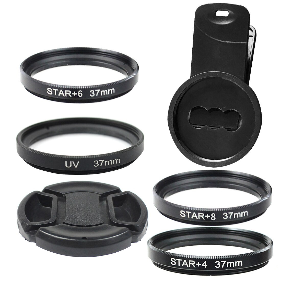 1x Smartphone Camera Lens Filter Set 37Mm Clip 15X 20X Groothoek Macro Nd Uv Ster Lijn Cpl Optische glas Voor Mobiele Mobiele Telefoon: Horizontal Clip SetB