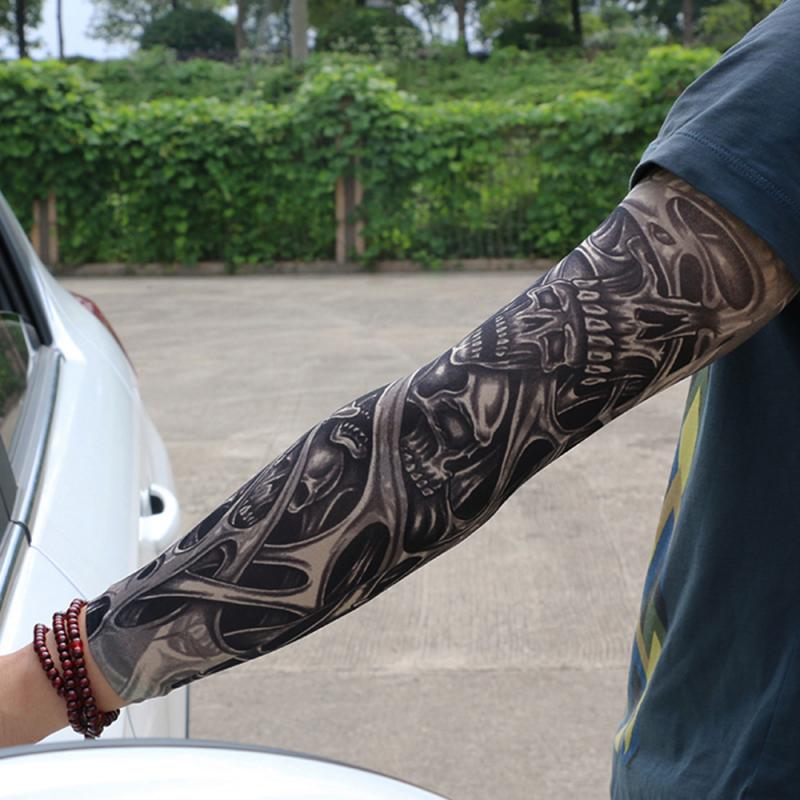 Manguitos de ciclismo al aire libre, tatuaje 3D impreso, calentador de brazo, protección UV, manguitos de ciclismo para correr