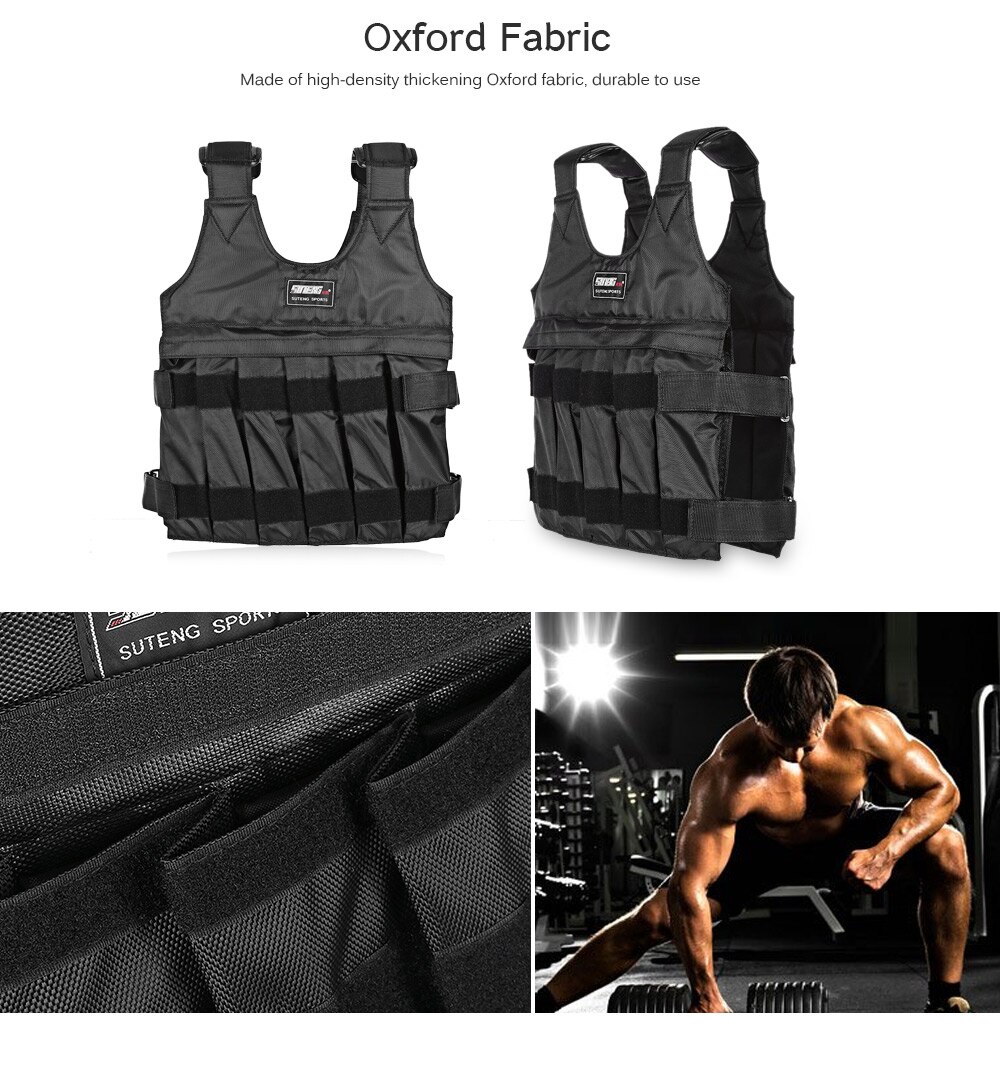 SUTENG 20KG / 50KG Max Loading Weighted Vest Durable Adjustable Boxing Training Thickening Exercise Waistcoat Fitness Jacket