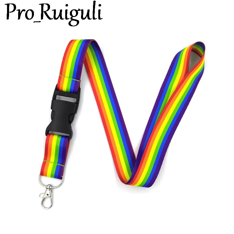 Homosexuality Rainbow Neck Strap Lanyards ID badge card holder keychain Mobile Phone Strap Ribbon webbing necklace: lanyard