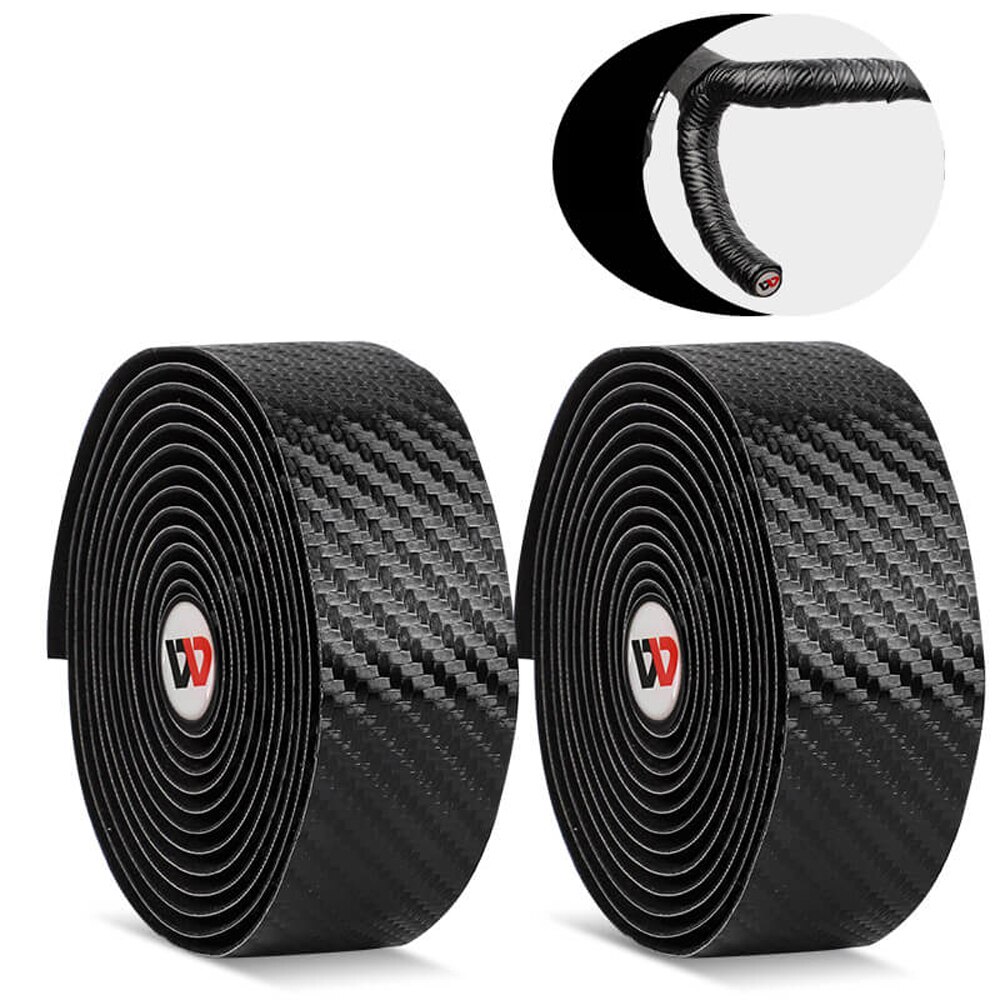 Kulfiber håndtag tape mønster eva pu tape praktisk stødsikker sejhed dæmpende anti-vibration bar tape bælte til landevejscykel: Sort