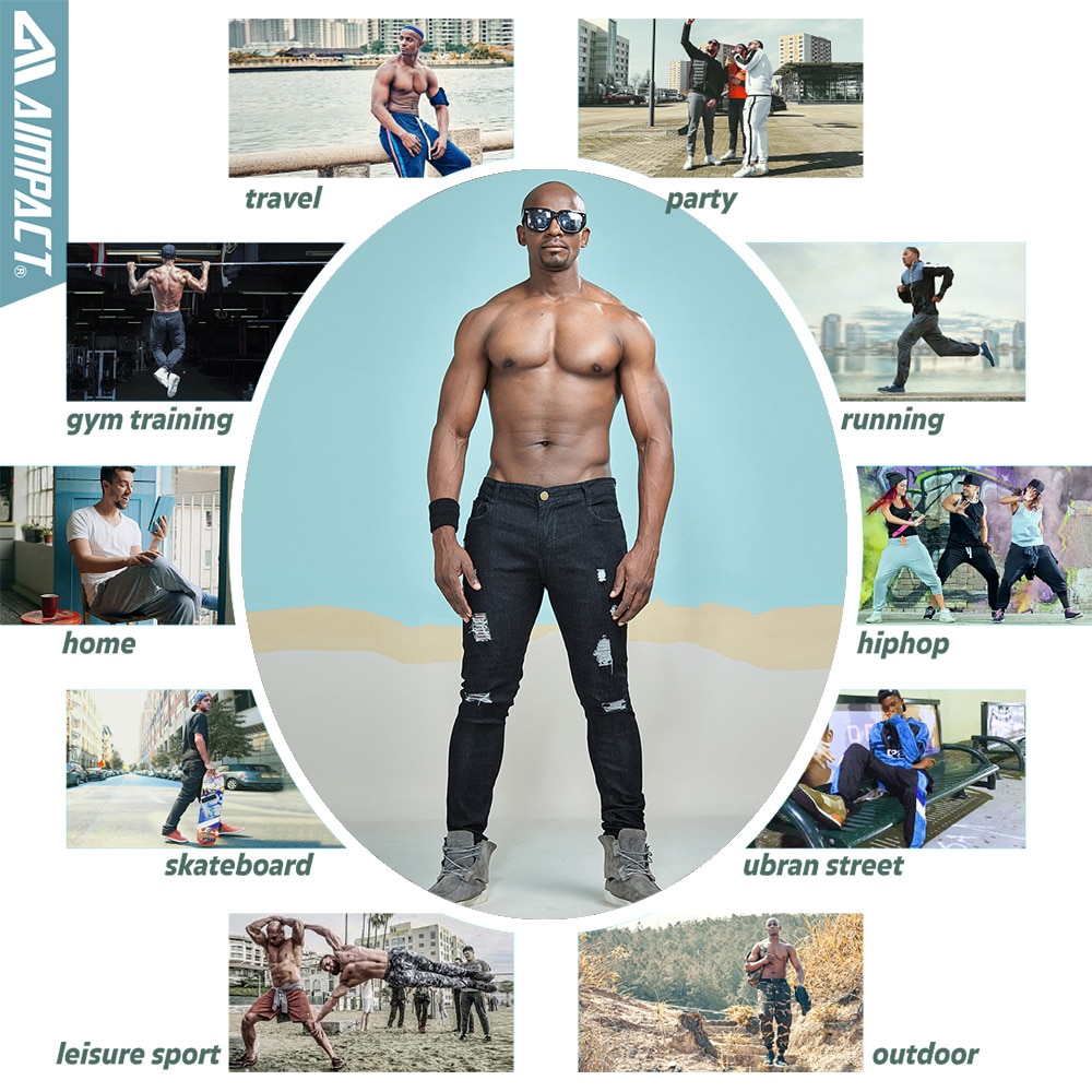 Aimpact Men's Jeans Slim Fit Ripped Jeans Hi-Street Distressed Denim Joggers Knee Holes Washed Destroyed Skinny Jeans AM5034