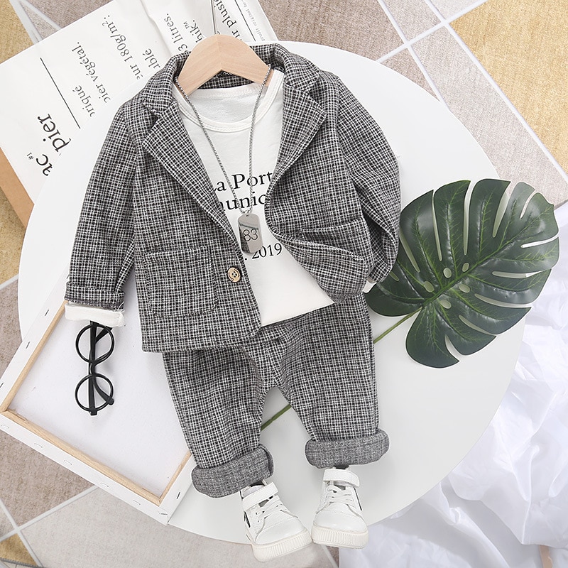 Voorjaar Kinderkleding Koreaanse Versie Van Fijne Tweed Knit Pak Jongen Herfst Kinderen Baby Twee Sets