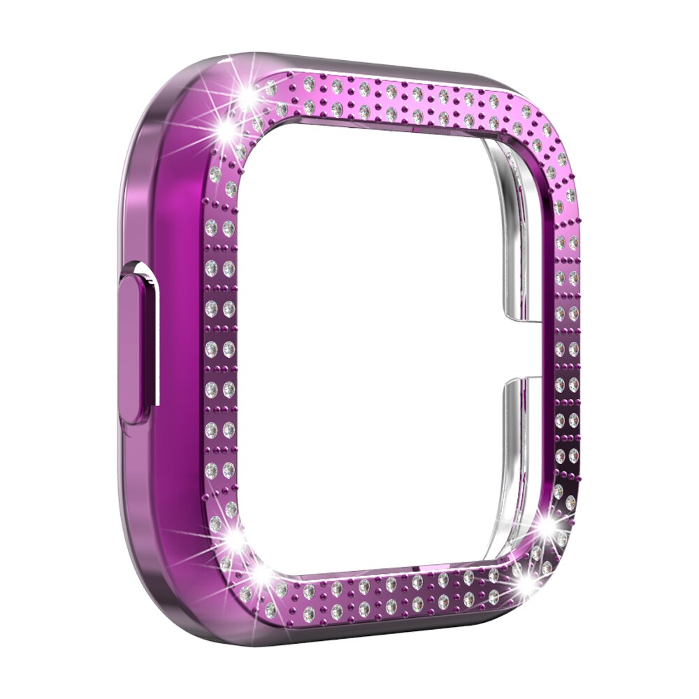 1Pc Diamond Watch Case Plating Pc Beschermende Shell Bumper Beschermende Casefor Fitbit Versa 2 Smart Horloge Accessoires: purple