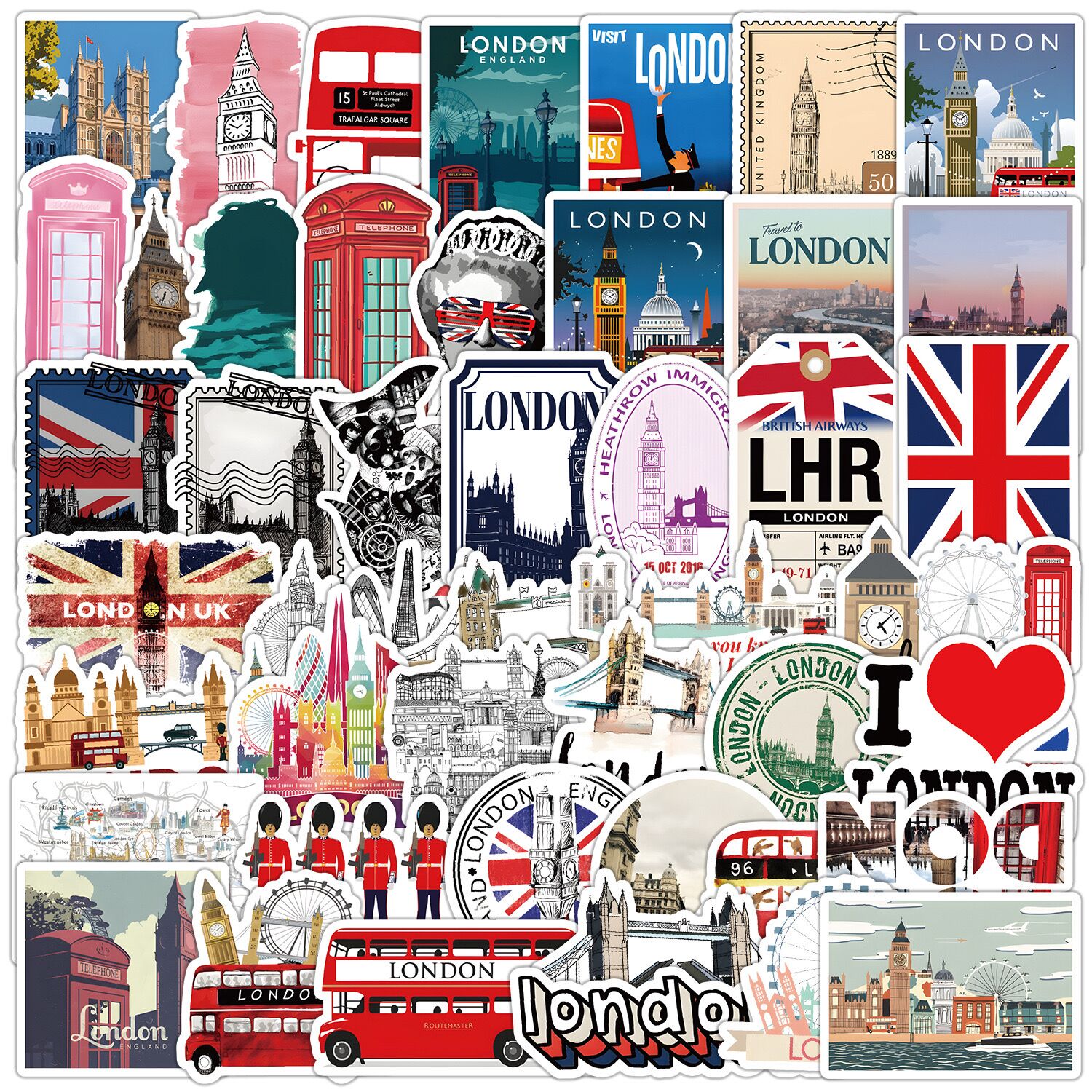 50/100PCS Mix Wereldberoemde gebouwen Reizen Stad Stickers Landmark Landschap Decals DIY Telefoon Bagage Laptop Skateboard Sticker: Coffee